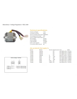 Regulator tensiune DZE TRIUMPH DAYTONA 675 '06-14, SPRINT 995/1050 '99-'14, STREET TRIPLE 675 '07-'14 (T1301234, T1304040, T1305123) (ESR536)