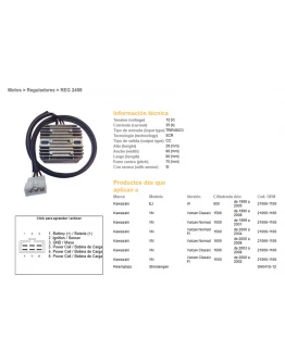 Regulator tensiune DZE KAWASAKI VN1600 CLASSIC 03-08, VN1500 CLASSIC 96-08 (21066-1106) (ESR264) (SH541G-12)