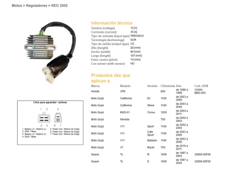 DZE REGULATOR NAPIĘCIA SUZUKI TL1000 R/S 97-03 (32800-02F00), MOTO GUZZI (ESR531) | 2502-01