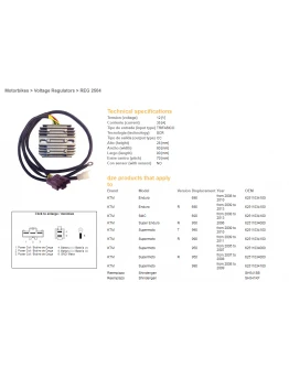 Regulator tensiune DZE KTM 690 ENDURO/SMC '08-'13, 950 SM/R '05-'07, 990 SM/SMT '08-'11 (OEM-62511034000) (SH541SB, SH541KF)