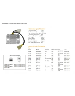 Regulator tensiune DZE DUCATI DS 1000 MULTISTRADA '03-'04, DUCATI 749/848/999/1098/1099/1198 (OEM-540.4.019.1A) (SH579EA) (ESR538)