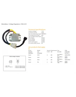 Regulator tensiune DZE SUZUKI DRZ 400/E/S '00-'17 (32800-29F00, 32800-08D00) (SH572E-12) (ESR105)