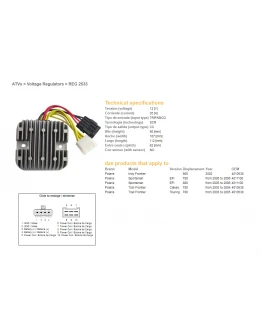 Regulator tensiune DZE POLARIS SPORTSMAN EFI 700/800 '05-'06 (12V/35A) (4011100, 4010538) (ESR819)