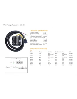Regulator tensiune DZE POLARIS ACE 325 EFI '14-'16, 570 EFI '15-'16, 900 '16, RZR 570/900 '12, RZR 1000 EFI '15, 12V 50A (MOSFET) (OEM 4013904, 4014029 (ESR827)