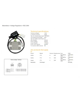 Regulator tensiune DZE HONDA VTX 1300 S/R/C '05-'09 (31600-MEA-741) SH579DB (12V 35A) (ESR437)