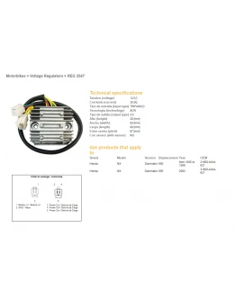 Regulator tensiune DZE HONDA NX650 DOMINATOR '95-'99, '02 (31600-MAN-621) (12V/35A)