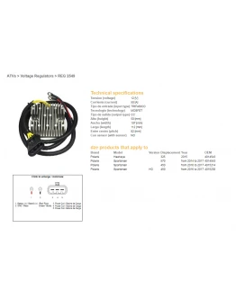 Regulator tensiune DZE POLARIS SPORTSMAN 450 '16-'17, 570 '14-'17, HAWKAYE 325 '15 (4014543, 4015214, 4015230) MOSFET - 50A