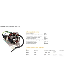 Stator alternator DZE STATOR HONDA XLR125 97-00, CG125 91-98 (OEM-31120-KFC-901)
