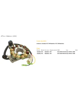 Stator alternator DZE STATOR YAMAHA YFZ 350 BANSHEE 95-06 Complet (OEM-3GG-85510-01-00, OEM-3GG-85510-00-00) (ESG870)