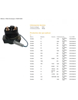 Releu pornire DZE YAMAHA FJ1100/1200, V-MAX1200, FZR600/1000, TDM850, FZ750 (36Y-81940-00) (150A)