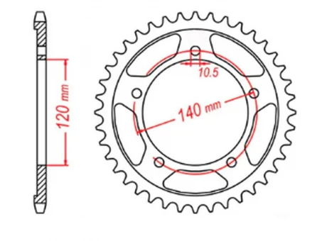 Pinion spate MTX - 4398 45 SUZUKI GSXR 600 01-05, GSXR 750 06-10 TRIUMPH 600/650 CAYTONA 03-05 (JTR1792.45) (pas 525) | 11-35F-45