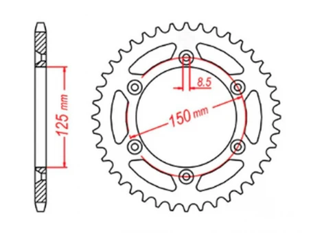 Pinion spate MTX - 899 45 KTM SX/EXC (89945JT) (pas 520) | 11-KM1-45