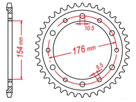 Pinion spate MTX - 4434 43 HONDA VFR750, VFR800 V-TEC 02-14, VFR800X CROSSRUNNER 11-15 (JTR1340.43) (pas 530) | 11-MT4-43