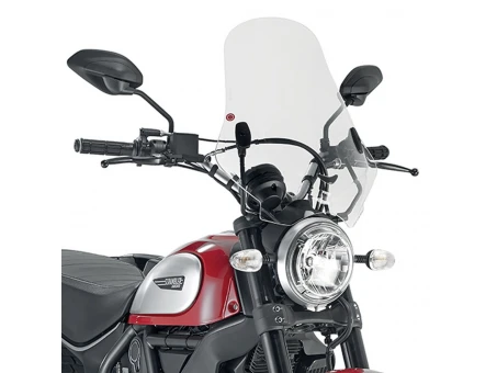 Parbriz moto KAPPA - DUCATI Scrambler 400 (16-19), Scrambler Icon 800 (15-19) 48 X 43,5 CM Transparent - necesar Kit montaj A7407A | 7407AK