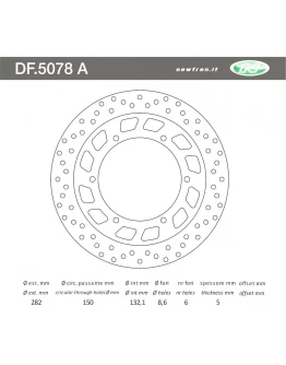 Disc de frana fata/spate NEWFREN - YAMAHA XV / XVS 125 '97-'04; XV 750 '94-'98; GTS 1000 '93-'95; FJ 1100/1200 '83-'95; VMAX '85-'02; FJR 1300 '01-'16; XTZ 1200 SUPER TENERE '10-'19 (282X132X5)