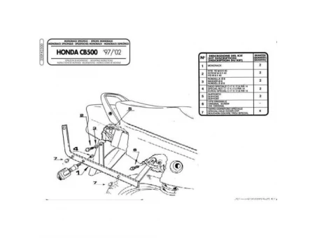 Suport pentru topcase KAPPA - HONDA CB 500 (97-05), CB 500S (00-05) (placa nu este inclusa) | K2500
