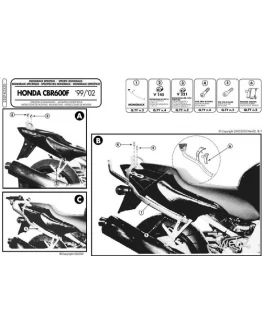 Suport pentru topcase KAPPA - HONDA CBR 600F (99-02) (placa nu este inclusa)