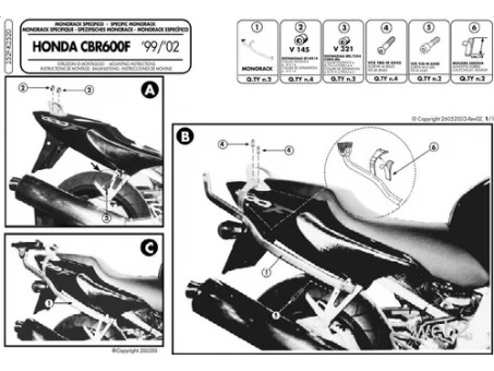Suport pentru topcase KAPPA - HONDA CBR 600F (99-02) (placa nu este inclusa) | K2520