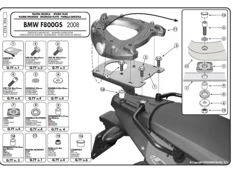 Suport pentru topcase KAPPA - BMW F 650GS / F 800GS (08-11) (cu placa MONOKEY) | K94