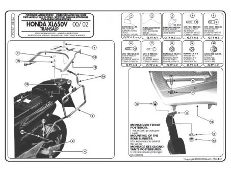 Suport pentru genti laterale KAPPA MONOKEY HONDA XL 650V TRANSALP (00-07) - MONOKEY RETRO-FIT K-VENTURE ALU si KMISSION ALU | KL167