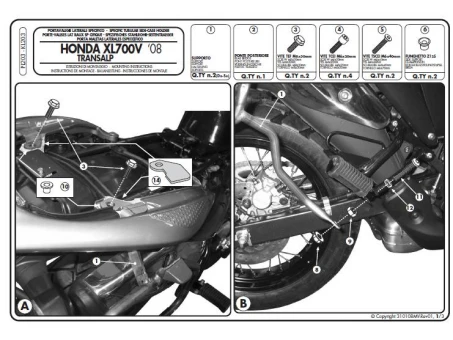Suport pentru genti laterale KAPPA MONOKEY HONDA XL 700V TRANSALP (08-13) - MONOKEY KMISSION ALU | KL203