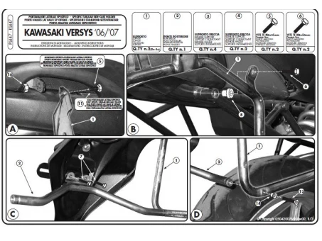 Suport pentru genti laterale KAPPA MONOKEY KAWASAKI VERSYS 650 (06-09) - MONOKEY RETRO-FIT K-VENTURE ALU si KMISSION ALU | KL447