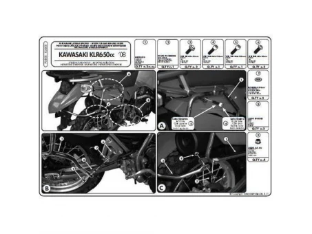 Suport pentru genti laterale KAPPA MONOKEY KAWASAKI KLR 650 Enduro (07-19) - MONOKEY RETRO-FIT K-VENTURE ALU si KMISSION ALU | KL448