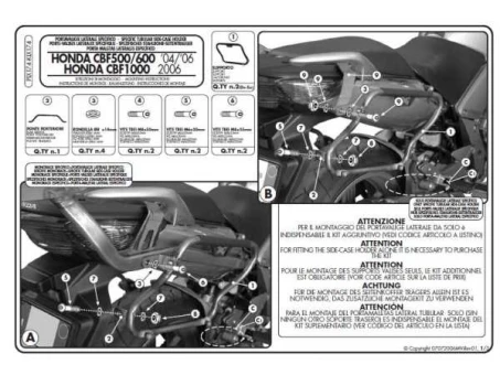 Suport pentru genti laterale KAPPA MONOKEY SIDE HONDA CBF 500/600/1000 - doar pentru K33N KROAD | KLX174