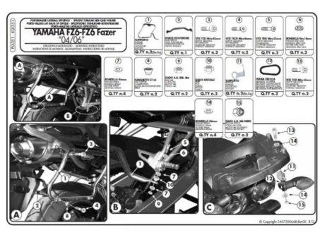 Suport pentru genti laterale KAPPA MONOKEY SIDE YAMAHA FZ6 / FAZER (04-06) - doar pentru K33N KROAD | KLX351
