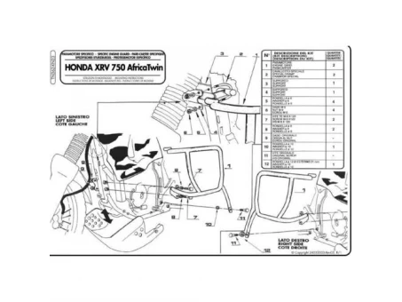 Crash bar moto KAPPA - HONDA XRV 750 AFRICA TWIN (TN362) Negru | KN23
