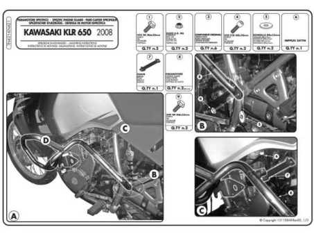 Crash bar moto KAPPA - KAWASAKI KLR 650 Negru | KN421