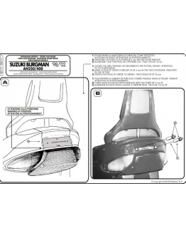 Suport pentru topcase KAPPA - SUZUKI BURGMAN 250/400 (98-02) (cu placa MONOKEY)