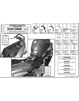 Suport pentru topcase KAPPA - SUZUKI GSR 600 (06-11) (cu placa MONOLOCK)