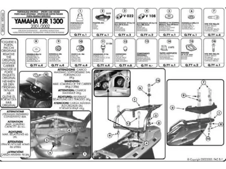 Suport pentru topcase KAPPA - YAMAHA FJR 1300 (01-05) (cu placa MONOKEY) | KR346