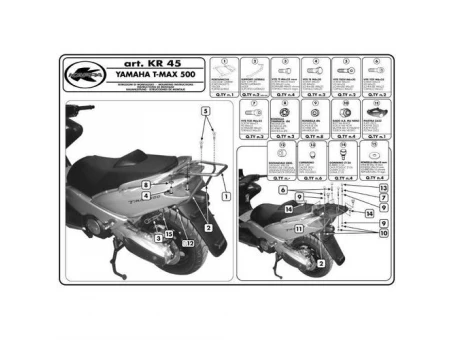 Suport pentru topcase KAPPA - YAMAHA T-MAX 500 (01-07) (cu placa MONOKEY) | KR45