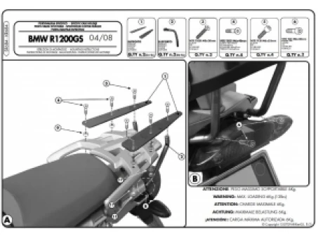 Suport pentru topcase KAPPA - BMW R 1200GS (04-12) (cu placa MONOKEY) | KR684