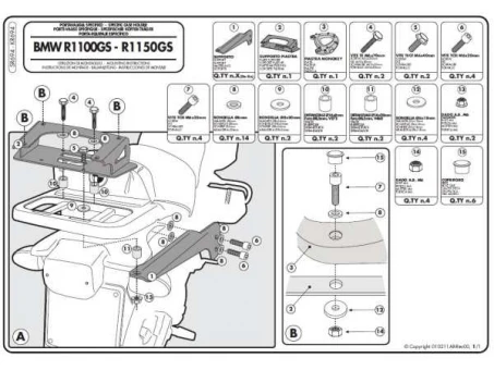 Suport pentru topcase KAPPA - BMW R 1100GS (94-99), R 1150GS (00-03) (cu placa MONOKEY) | KR694
