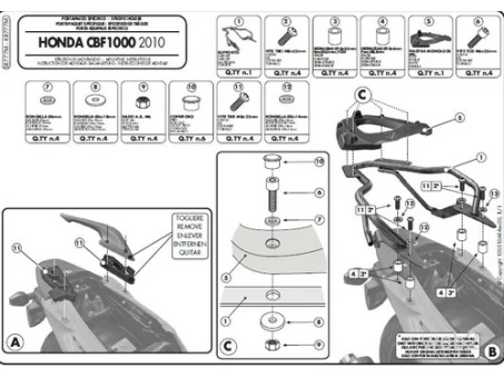 Suport pentru topcase KAPPA - HONDA CBF 1000/ST (10-14) (cu placa MONOLOCK) | KR777M