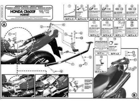 Suport pentru topcase KAPPA - HONDA HORNET 600 (98-02) (placa nu este inclusa) | KZ162