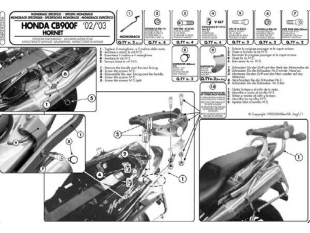 Suport pentru topcase KAPPA - HONDA CB 900 HORNET (02-07) (placa nu este inclusa) | KZ256