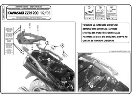 Suport pentru topcase KAPPA - KAWASAKI ZZR 1200 (02-05) (placa nu este inclusa) | KZ441