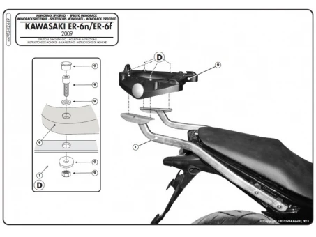 Suport pentru topcase KAPPA - KAWASAKI ER-6N / ER-6F 650 (09-11) (placa nu este inclusa) | KZ449