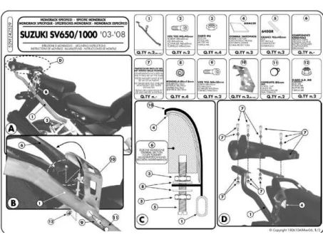 Suport pentru topcase KAPPA - SUZUKI SV 650 / S (03-08) (placa nu este inclusa) | KZ529