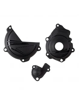 Kit protectii capac ambreiaj/alternator POLISPORT - cu capac pompa apa KTM SX-F 250/350 '23-'24; XC-F 250/350 '23-'23; Husqvarna FC 250/350 '23-'24; FX 350 '23-'24 - Negru