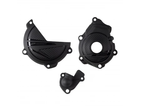 Kit protectii capac ambreiaj/alternator POLISPORT - cu capac pompa apa KTM SX-F 250/350 '23-'24; XC-F 250/350 '23-'23; Husqvarna FC 250/350 '23-'24; FX 350 '23-'24 - Negru
