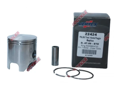 VERTEX TŁOK POLINI, HONDA, PIAGGIO 47,35MM SWORZEŃ 12MM (PIERŚCIENIE 53009804740 X 2 SZT.) | 22424040