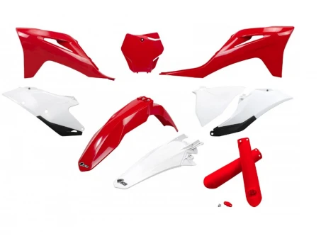 Kit complet plastice UFO (FULL KIT) GAS GAS MC 125 / 250 21-23, EX 250 / 300 21-23, MC-F / EX-F 250 / 350 / 450 21-23 culoare OEM Rosu Alb | GGKIT702F999