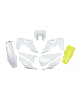 Kit complet plastice UFO HUSQVARNA TE 150 / 250 / 300 '20-'23, FE 250 / 350 / 450 / 501 '20-'23 Z culoare OEM Alb + Galben