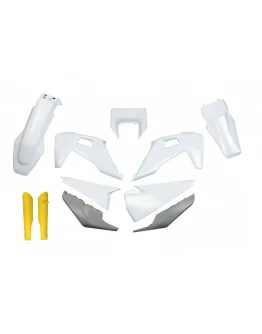 Kit complet plastice UFO (FULL KIT) HUSQVARNA TX / TE 125 / 150 / 250 / 300 '20-'22, FE 250 / 350 / 450 / 501 '20-'23 culoare OEM Alb Gri Galben
