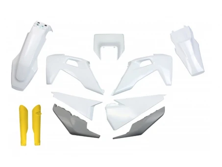 Kit complet plastice UFO (FULL KIT) HUSQVARNA TX / TE 125 / 150 / 250 / 300 20-22, FE 250 / 350 / 450 / 501 20-23 culoare OEM Alb Gri Galben | HUKIT623F999
